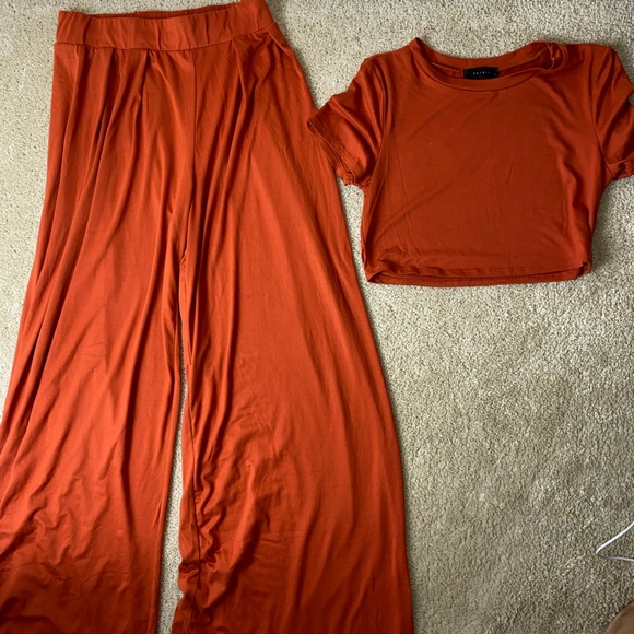 Orange Wide Leg Pants - Picture 2 of 8